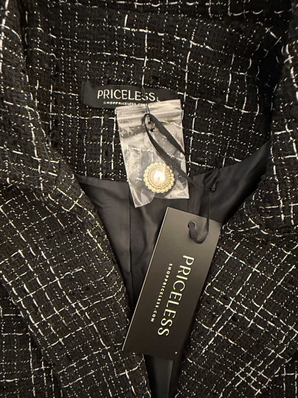 NWT Priceless Charli Black Tweed Blazer - Picture 5 of 5